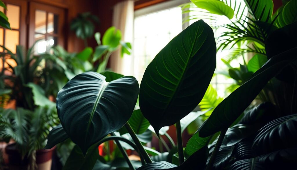 Alocasia macrorrhiza roślina tropikalna z sercowatymi liśćmi