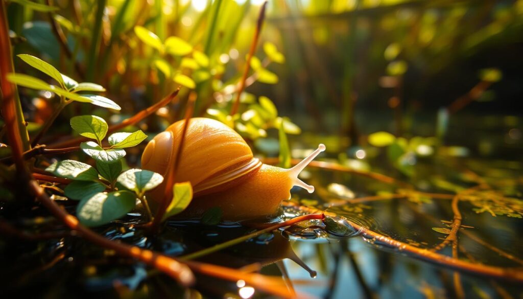 Ślimak amerykański - Pomacea bridgesii w naturalnym środowisku